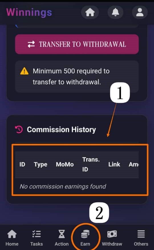 Commission History Interface